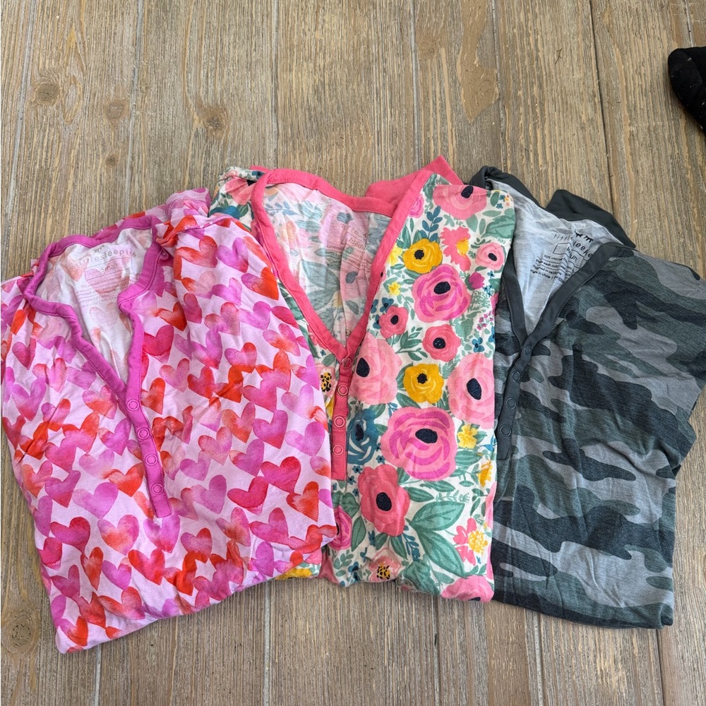 Little Sleepies long sleeve pajama tops (S, M, M)